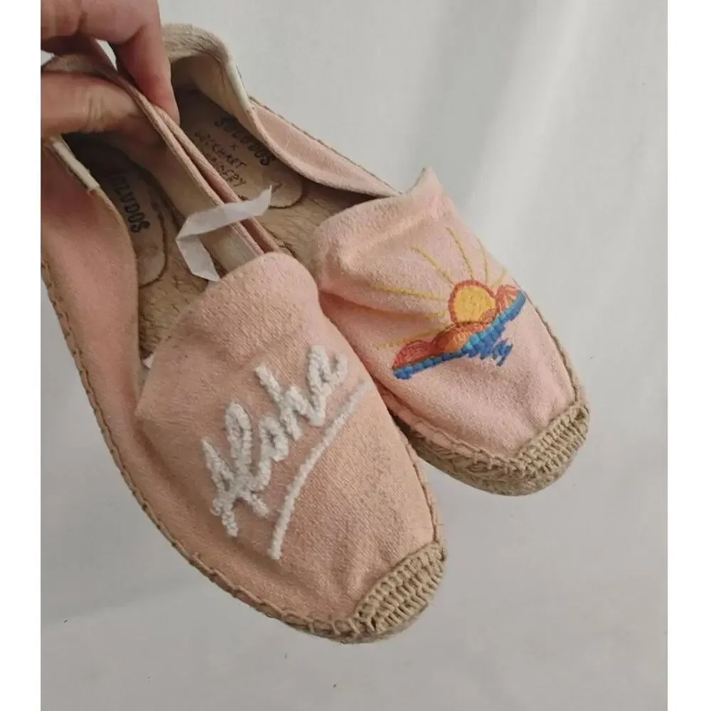 Soludos x Lockhart Embroidery‎ Espadrille Flats Aloha Sunset Pink Coral 7